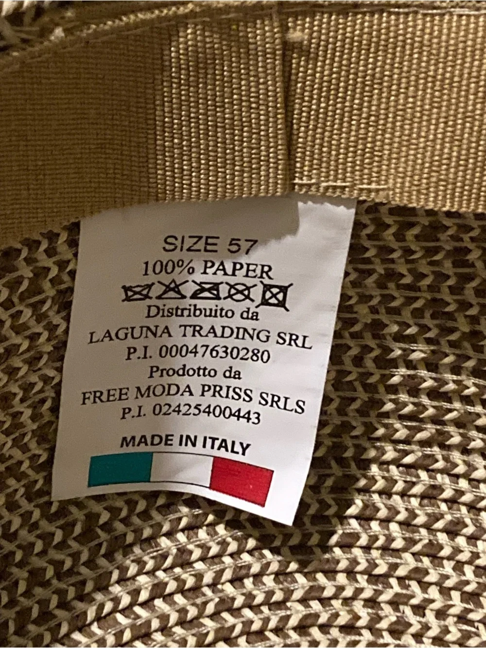 Laguna Trading 100% paper hat for ladies